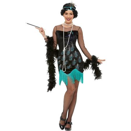 Jaren 20 Danseressen Kostuum | Charleston Flapper Pauw Motief | Vrouw | Medium | Carnaval kostuum | Verkleedkleding